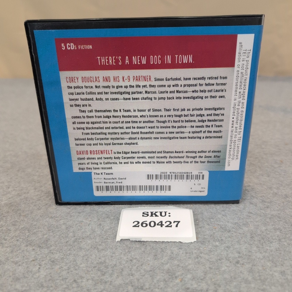 The K Team David Rosenfelt 5 CD Unabridged Audiobook Mystery Fred Berman 2020 - Picture 2 of 2
